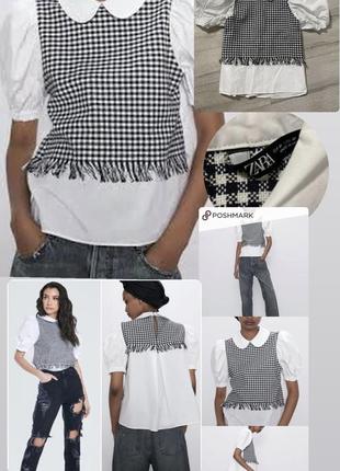 Zara////рубашка белая с безрукавков 7