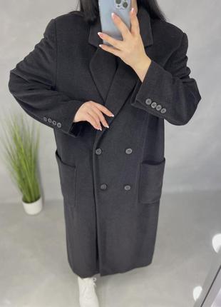 Кашемировое длинное пальто оверсайз прямой крой.7 фото
