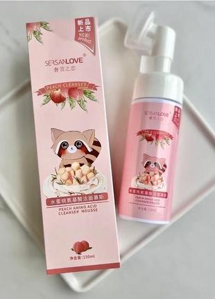 🫧пінка із щіточкою персик sersanlove peach amino acid cleanser mousse