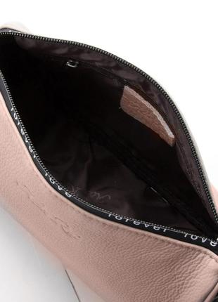 Женская кожаная сумка из натуральной кожи пудрового цвета4 фото