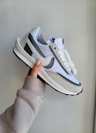 Женские кроссовки nike sacai grey white / smb