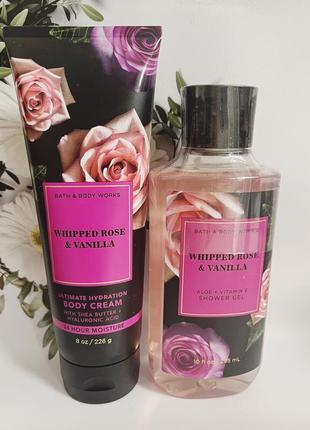 Набір гель+крем whipped rose & vanilla від bath and body works