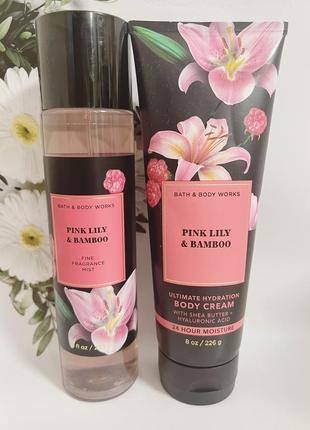Набор мист + крем для тела pink lily &amp; bamboo от bath and body works