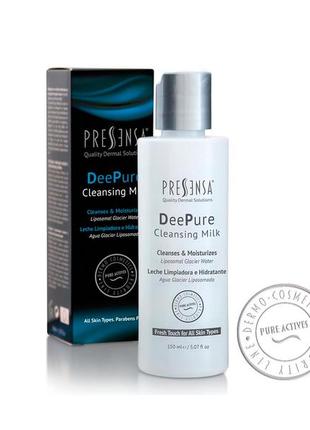 Очищающее молочко для лица с ледниковой липосомальной водой pressensa  deepure cleansing milk3 фото