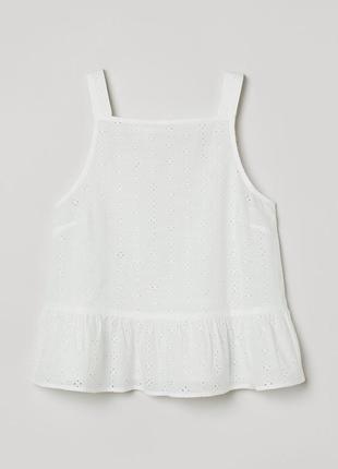 Белая блузка блузка топ из натуральной ткани ришелье прошва 100% хлопок от h&amp;m4 фото