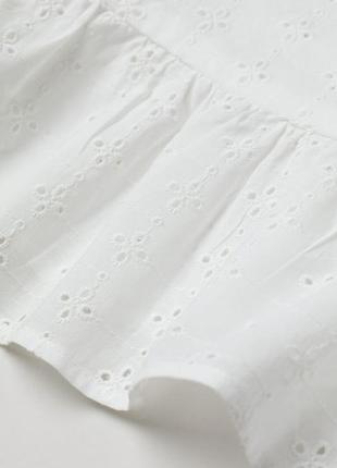 Белая блузка блузка топ из натуральной ткани ришелье прошва 100% хлопок от h&amp;m5 фото