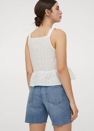 Белая блузка блузка топ из натуральной ткани ришелье прошва 100% хлопок от h&amp;m3 фото