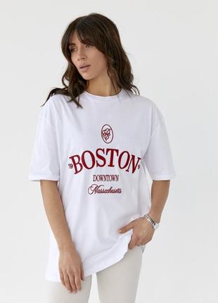 Футболка трикотажна з надписом boston6 фото