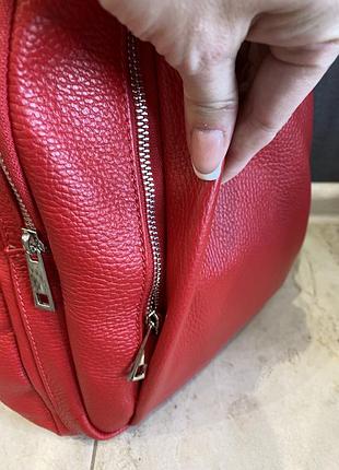 Красный рюкзак кожаный итальянский рюкзак из натуральной кожи мягкий рюкзак женский