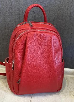 Красный рюкзак кожаный итальянский рюкзак из натуральной кожи мягкий рюкзак женский