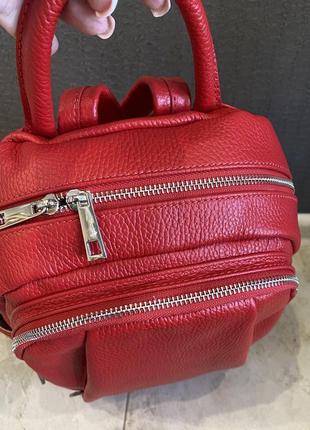 Красный рюкзак кожаный итальянский рюкзак из натуральной кожи мягкий рюкзак женский