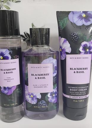 Набір міст + гель + крем для тіла blackberry & basil від bath and body works