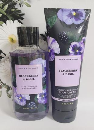 Набір гель+крем blackberry & basil від bath and body works