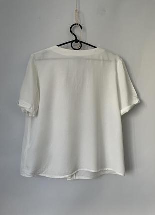 Блуза розпродаж asos біла виріз короткий рукав мінімалізм розмір м ґудзики5 фото