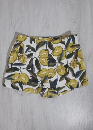 Шорты, шорты-юбка, шорты с лимонным принтом, стильные шорты6 фото
