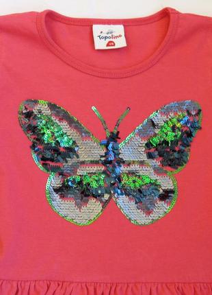 773. платье topolino с бабочкой пайетками рост 128 см3 фото