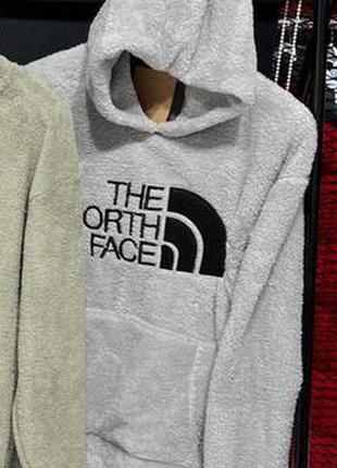 М'яка кофта (худі) the north face з товстим вовняним флісом, колір сірий