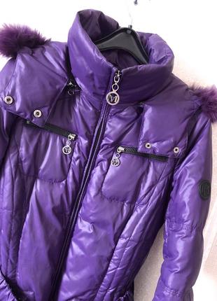 Куртка пуховик пальто marella sport фіолетова подовжена
