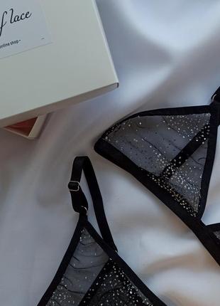 Комплект нижнего белья из сияющей сетки с глиттером