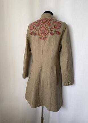 Жакет кафтан блуза платье на пуговицах с вышивкой этно бохо стиль лён хлопок народный восточный стиль2 фото