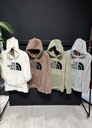 Мягкая кофта (худи) the north face с толстым шерстяным флисом, цвет коричневый