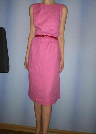 Пудровое брендовое платье лён laura ashley3 фото