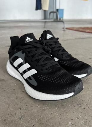 Чоловічі спортивні чорно-білі кросівки в сітку adidas solar glide 4 🆕 адідас