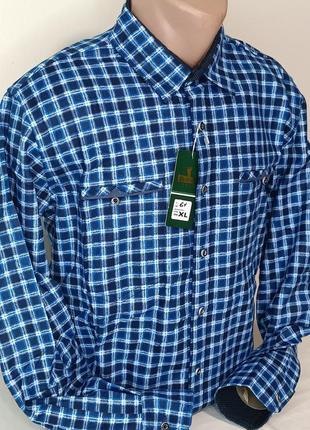 Мужские рубашки флис hetai vd-0061 классическая синяя клетчатая мужская рубашка, теплая мужская рубашка флис2 фото