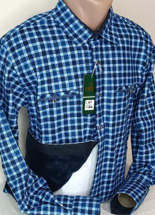 Мужские рубашки флис hetai vd-0061 классическая синяя клетчатая мужская рубашка, теплая мужская рубашка флис6 фото