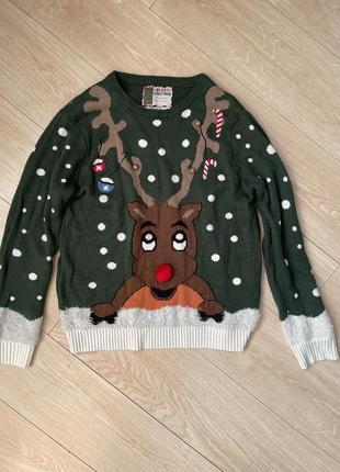 Рождественский свитер, свитер новогодний с оленем, одежда для фотосессии2 фото