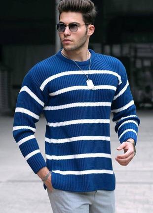 Теплый вязаный полосатый свитер мягкий и приятный к телу1 фото
