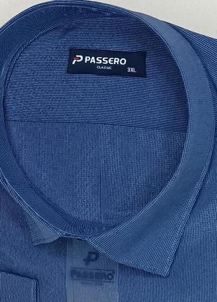 Батальная мужская синяя рубашка passero vd-0120 классическая рубашка в клетку с длинным  рукавом нарядная7 фото
