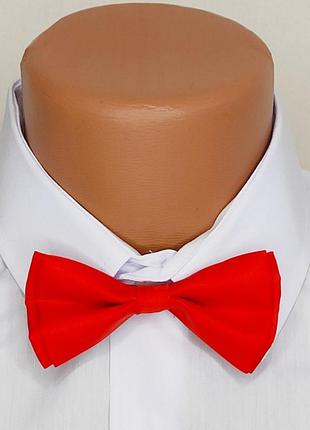 Детский галстук-бабочка для мальчиков красная двухслойная однотонная турция