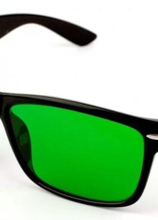 Зелені окуляри при глаукомі у пластиковій оправі лінза пластик (глаукома)1 фото