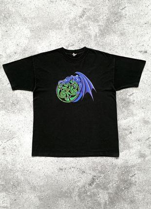 Vintage hewiin 90s dragon black tee shirt чоловіча чорна футболка з драконом вінтаж
