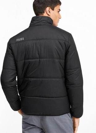 Куртка спортивная мужская puma essentials padded jacket 580007 01 (черная, осень-зима, синтипон, логотип пума)3 фото