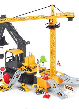 Игрушка набор строительной техники экскаватор подъемный кран машинки игрушечные