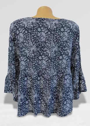 Оверсайз топ блуза рюшами прямого свободного кроя в цветочный принт из натуральной ткани4 фото