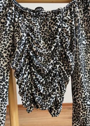 Шикарная блуза в леопардовый принт boohoo xxs-xs2 фото
