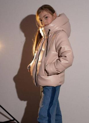 Крутая куртка для девочкиэко-кожа  140, 146, 152, 1584 фото