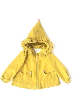 Куртка дитяча вітровка для дівчинки, жовта, вертовка  для девочки желтая
