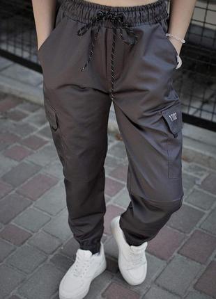 Жіночі штани карго without "reflective" l сірі2 фото