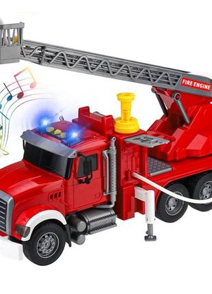 Іграшкова пожежна машина бризкає водою з драбинкою автопром