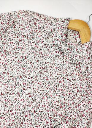 Рубашка блузка женская удлиненная свободного кроя белая в цветочный принт коттон от бренда kelrebeo 422 фото