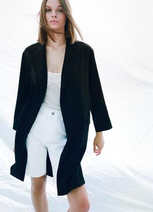 Чорний тренч плащ кардиган без застібки zara