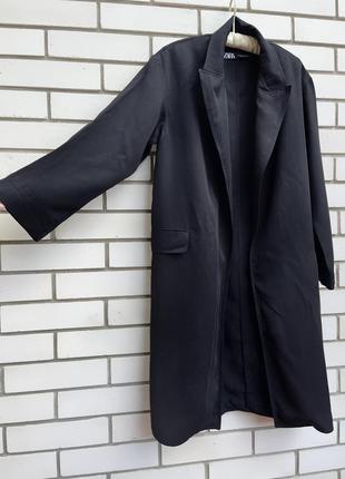 Черный тренч плащ кардиган без застежки zara