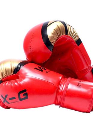Перчатки боксерские размер 12oz, запястье ширина от 8.5 длина 22см, красно-золотые