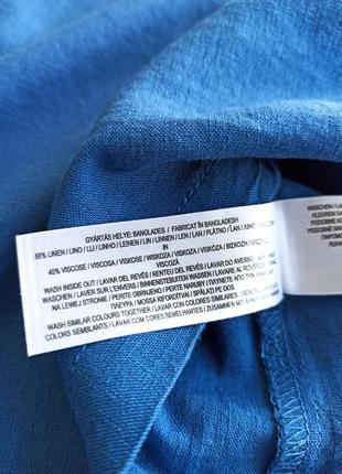 Літня однотонна блуза оверсайз вільного силуету льон - віскоза10 фото