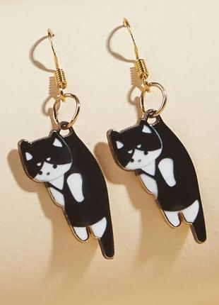 Сережки котики. сережки кошеня. сережки висюльки біжутерія жіночі "котик syi"