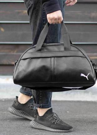 Чорна спортивна сумка з екошкіри pm deza для фітнесу та тренувань міська на 19 л.1 фото